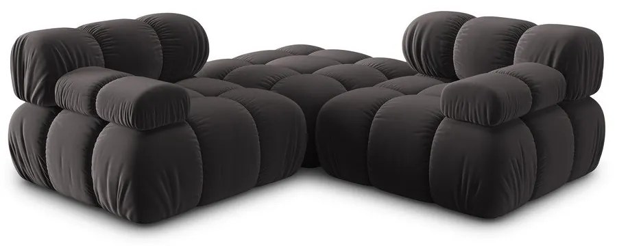 Sötétszürke bársony sarokkanapé Bellis – Micadoni Home