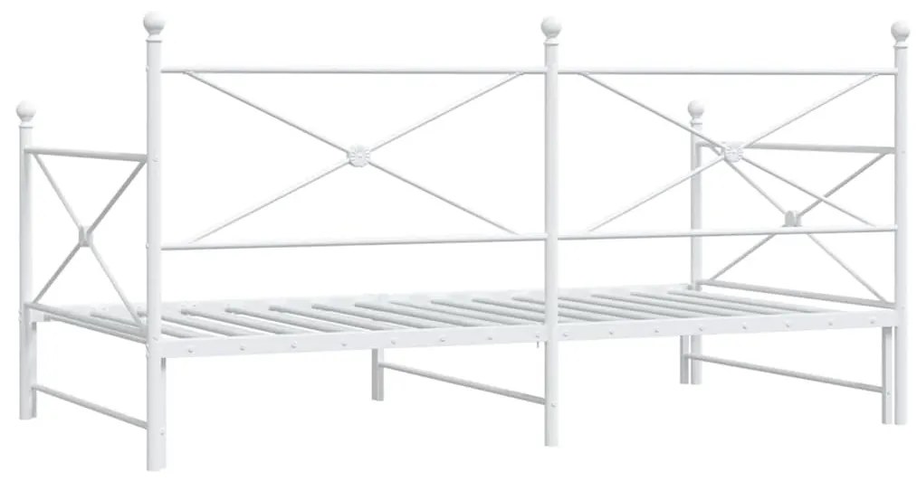 Daybed with Trundle without Mattress White 100x200 cm acél