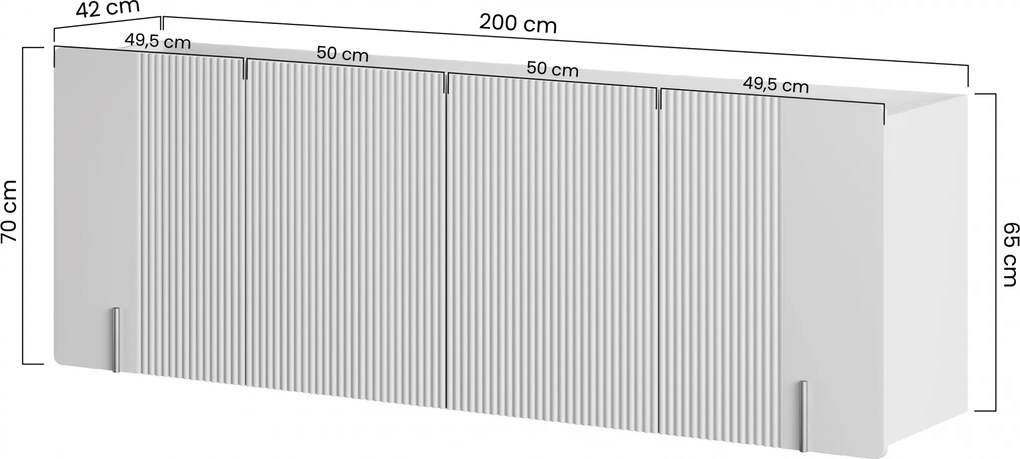 Malmi függesztett négyajtós komód 200 cm - kasmír / arany