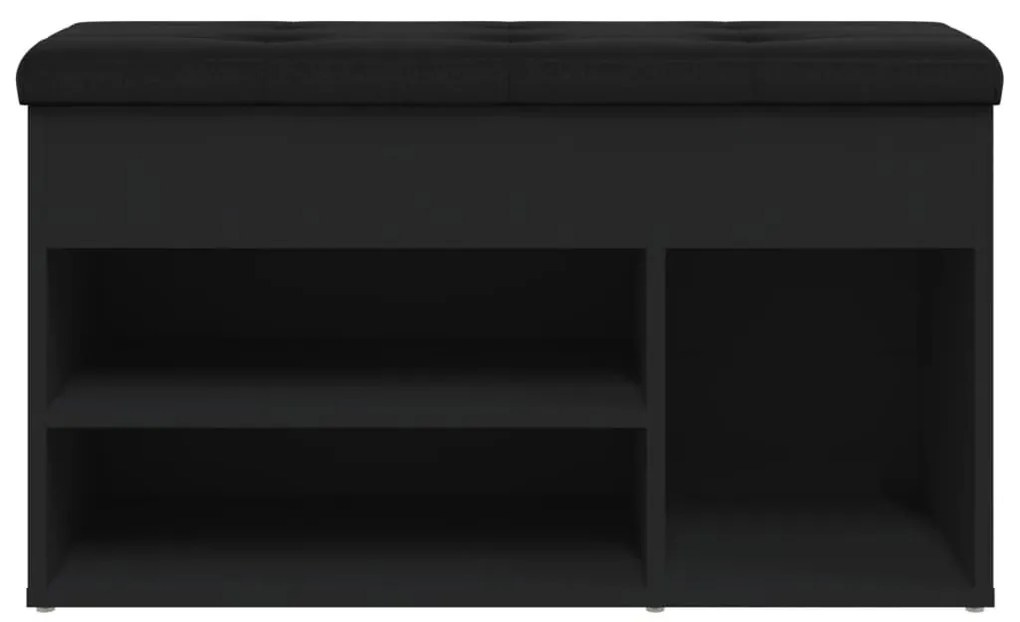 fekete szerelt fa cipőtároló pad 82 x 32 x 45,5 cm