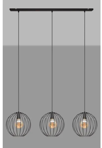 Csillár zsinóron MERCURE 3xE27/15W/230V fekete