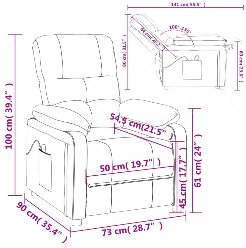 fekete szövet elektromos dönthető fotel