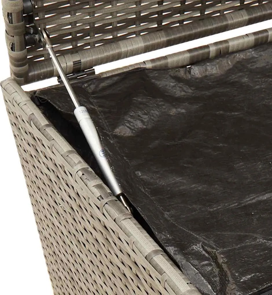 vidaXL szürke polyrattan kerti tárolóláda kerekekkel 190 L