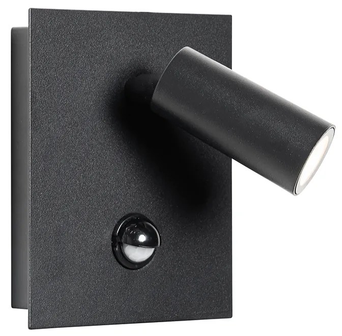 Kültéri fali lámpa fekete, beépített LED-del, IP54 mozgásérzékelővel - Simon