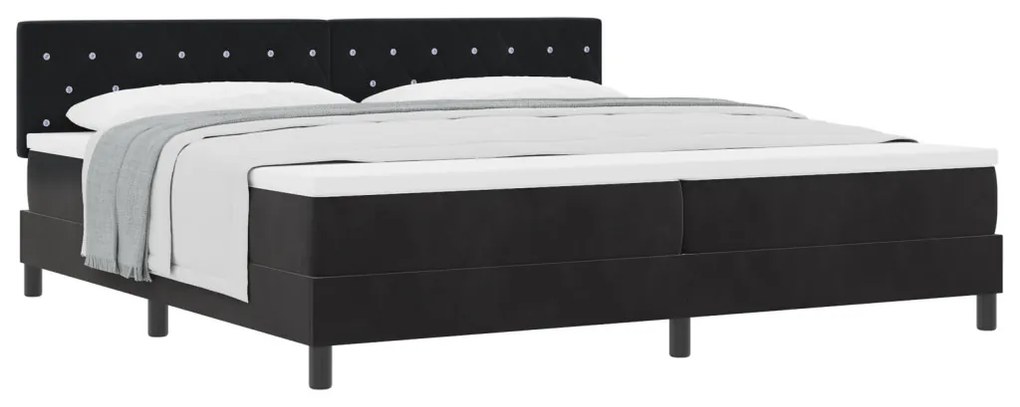 Boxspring Ágy Matraccal Fekete 200x200 cm Bársonyos