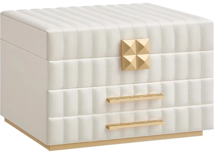 3 szintes ékszerdoboz tükörrel, ékszertartó 2 fiókkal, felhőfehér