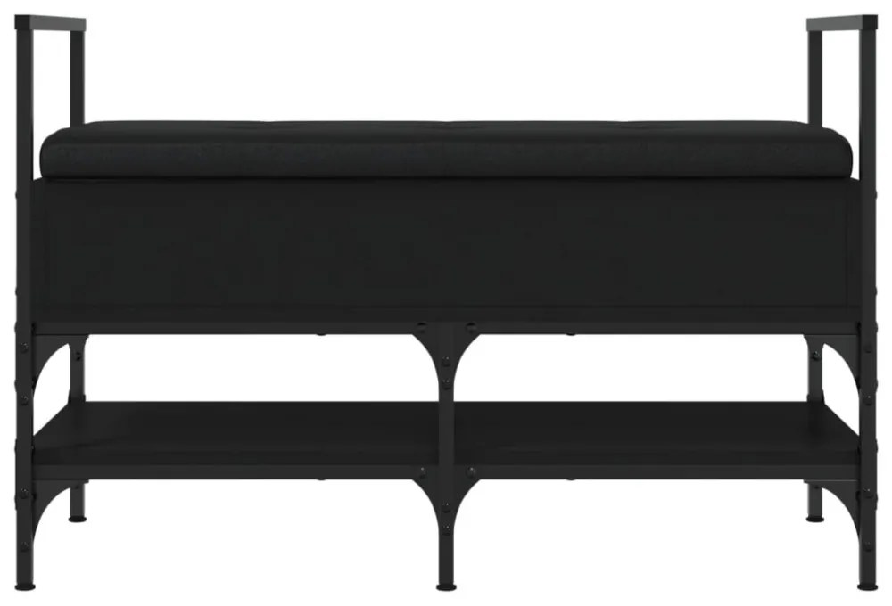 fekete szerelt fa cipőtároló pad 85,5 x 42 x 57,5 cm