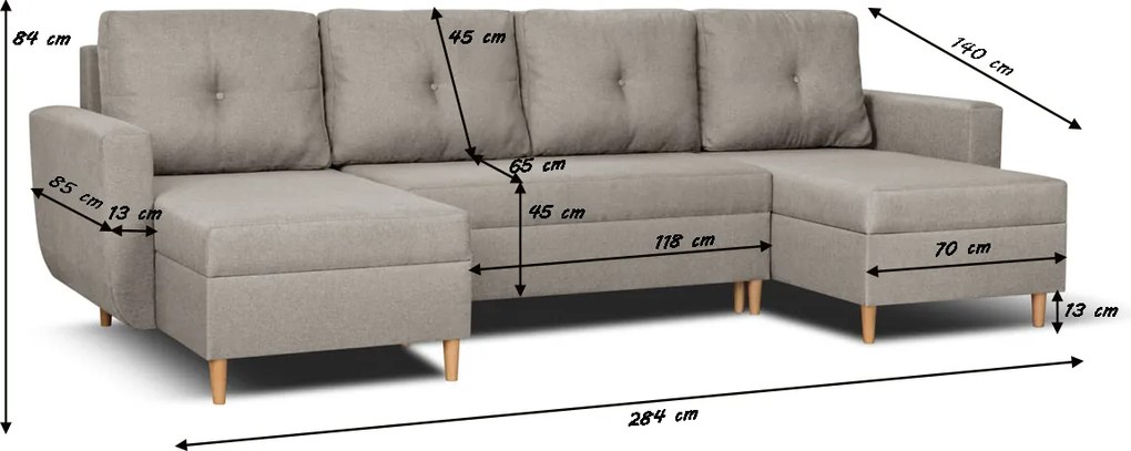 DORIS MAX Kinyitható sarokkanapé Bézs