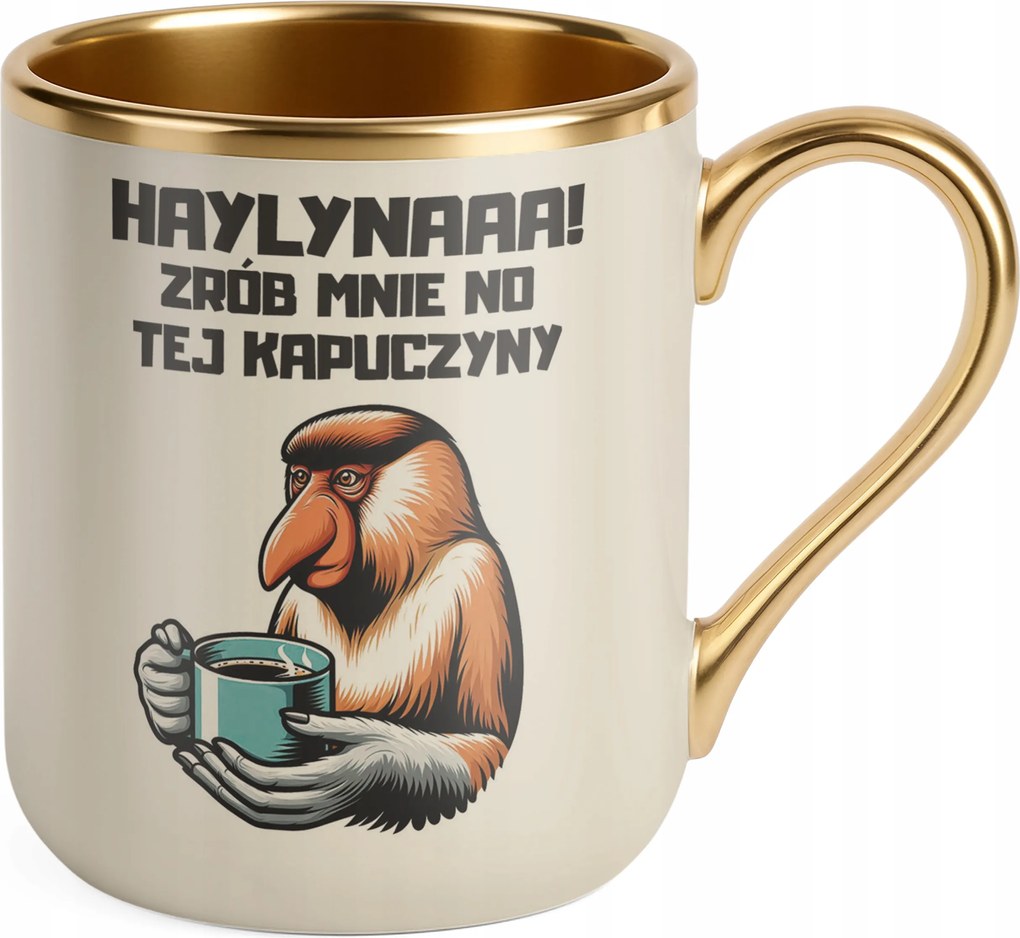 Prémium Bögre Arany Ekrü Janusz Hordozó Kávé Vicces Ajándék