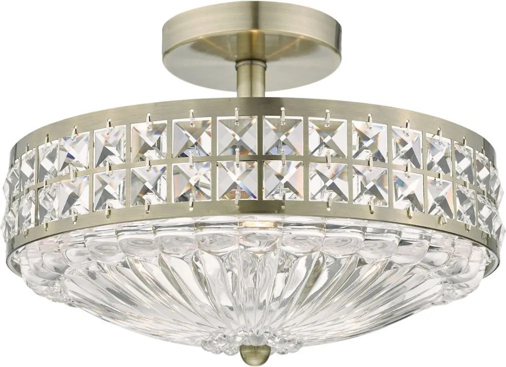 DAR LIGHTING OLO5375 OLONA Kristály Mennyezeti Lámpa Antik Sárgaréz E14 IP20