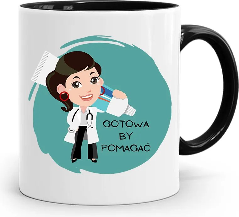 Fekete Fogorvos Ajándék Bögre Készen Áll Arra, Hogy Segítsen A fényképes nyomattal