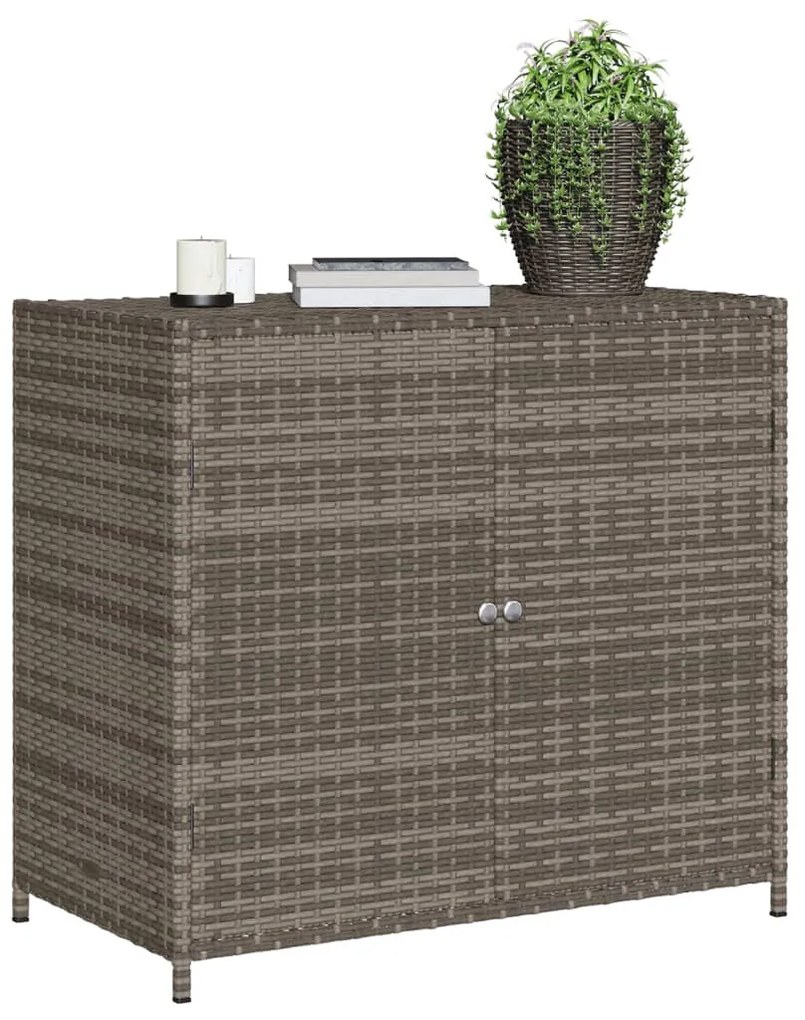 Szürke polyrattan kerti tárolószekrény 83x45x76 cm