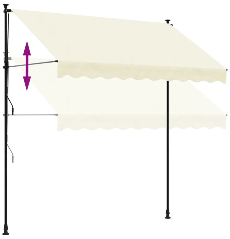 krémszínű szövet és acél feltekerhető napellenző 250 x 150 cm