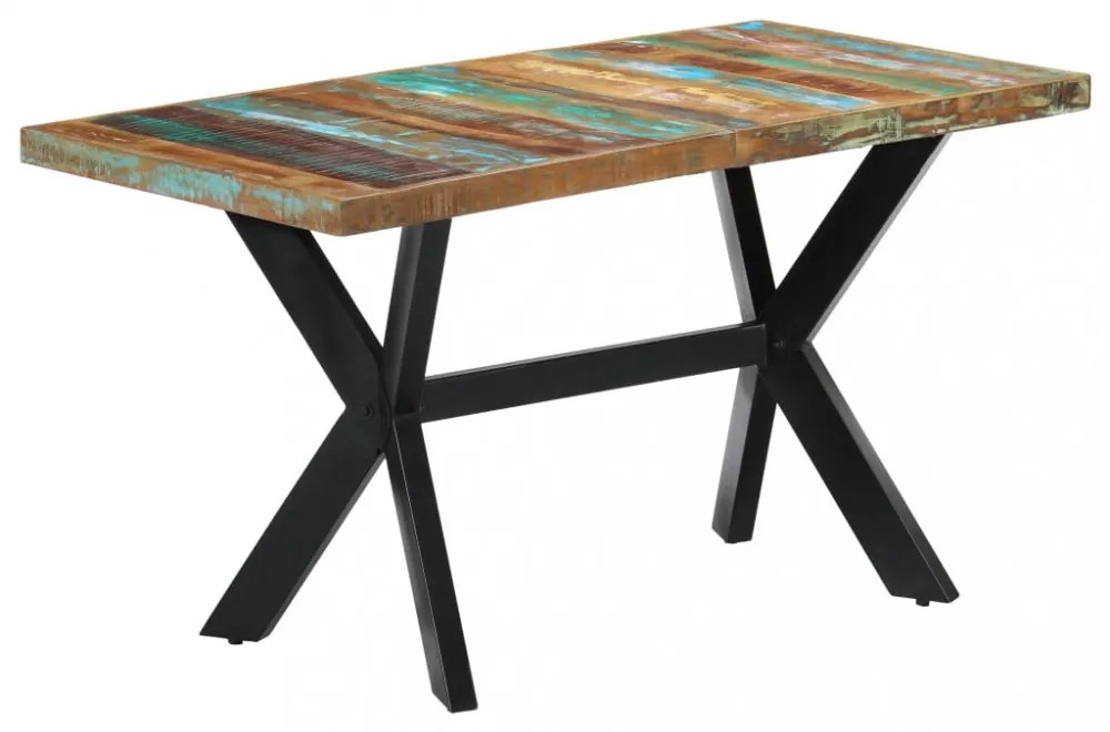 tömör újrahasznosított fa étkezőasztal 140 x 70 x 75 cm