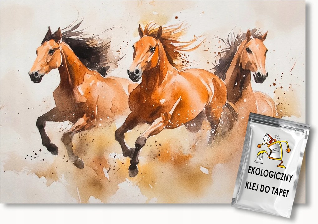 Fotótapéta Flizelina Akvarell Természet Ló Lovak Galopp 104x70,5 ragasztó