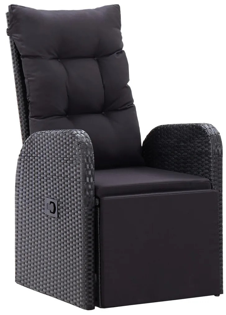 3 részes kerti étkező szett párnákkal fekete poly rattan