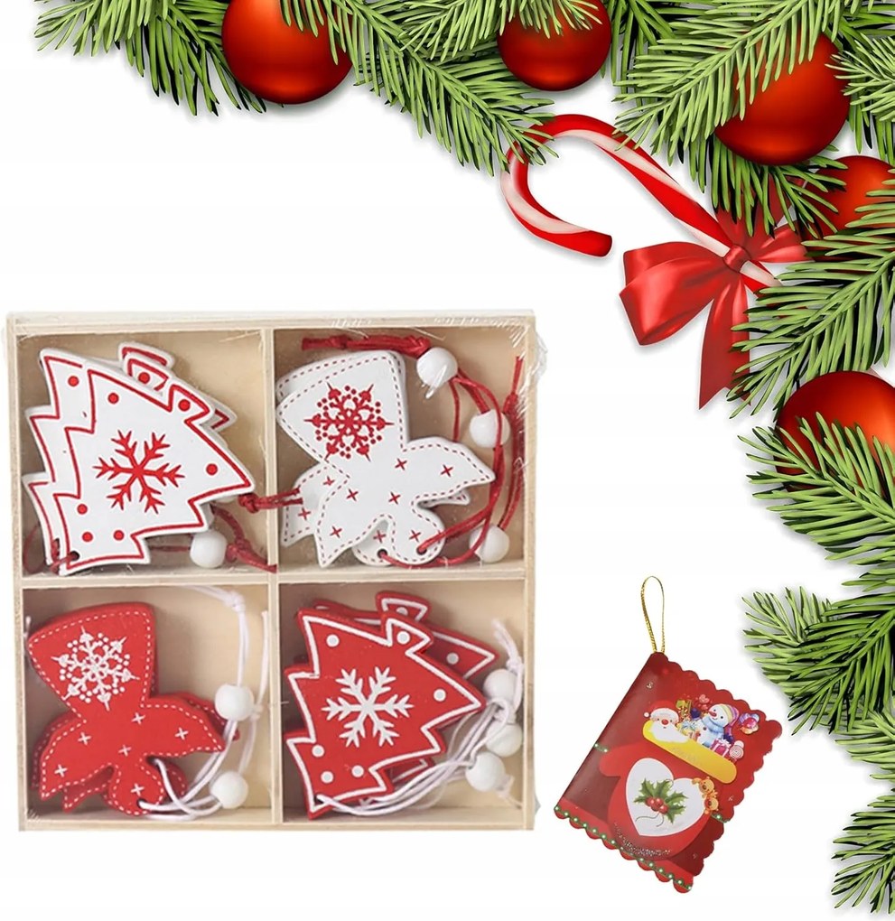 Karácsonyi díszek Fa karácsonyfa medálok 12 db Karácsony