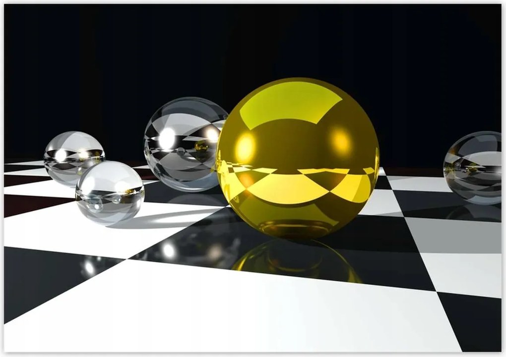 Poszterek 100x70 Sárga gömb a sakktáblán