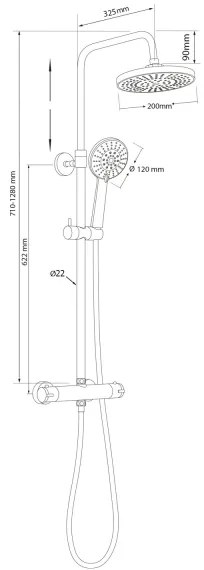 Aqualine - Zuhany készlet termosztatikus csappal LIGA fényezett króm