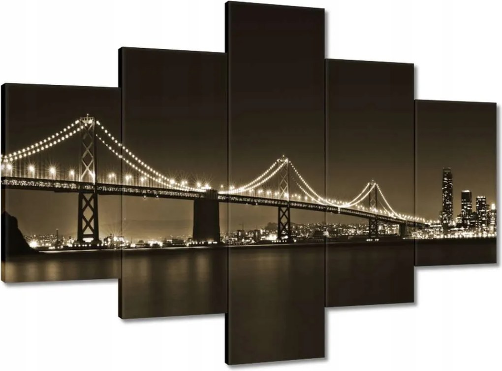 Vászonkép 100x70 Híd az éjszakában szépia