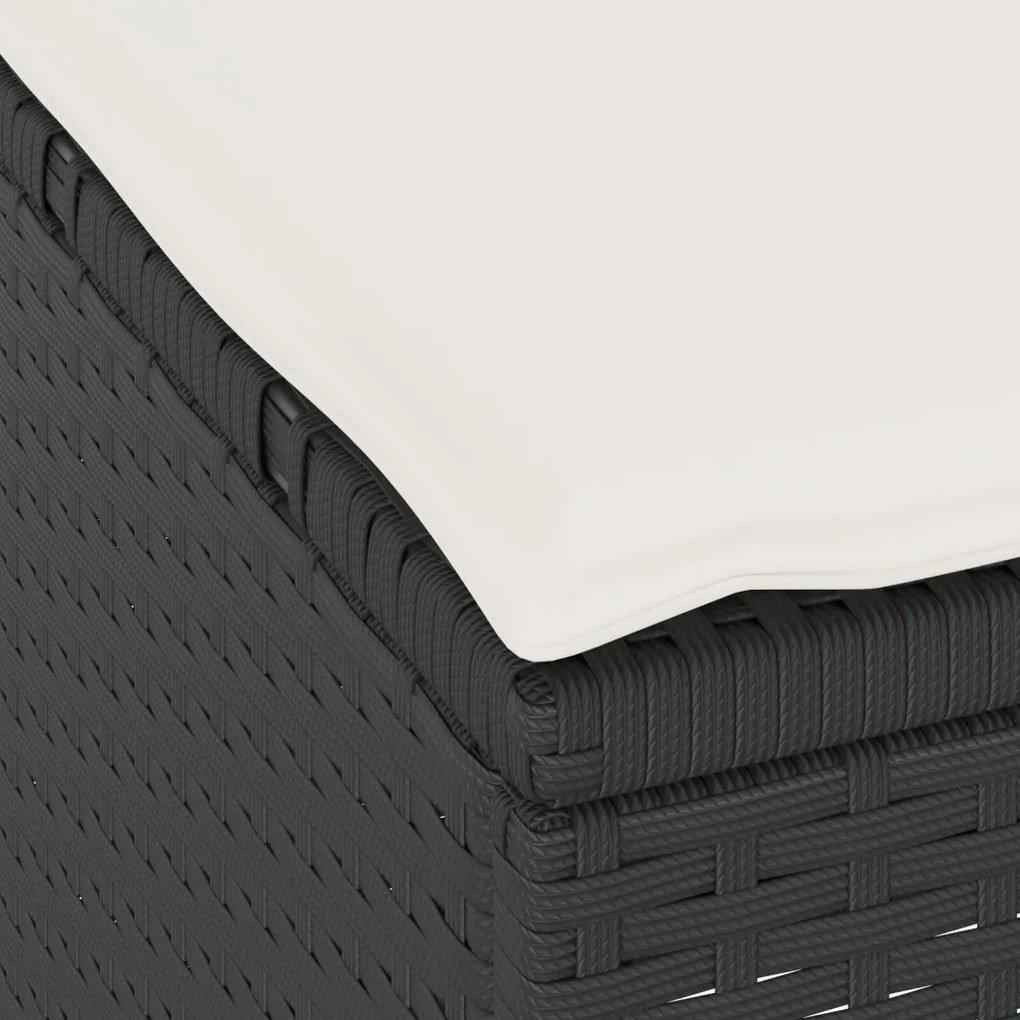 3 darabos kerti étkező szett párnákkal fekete polyrattan akáccal