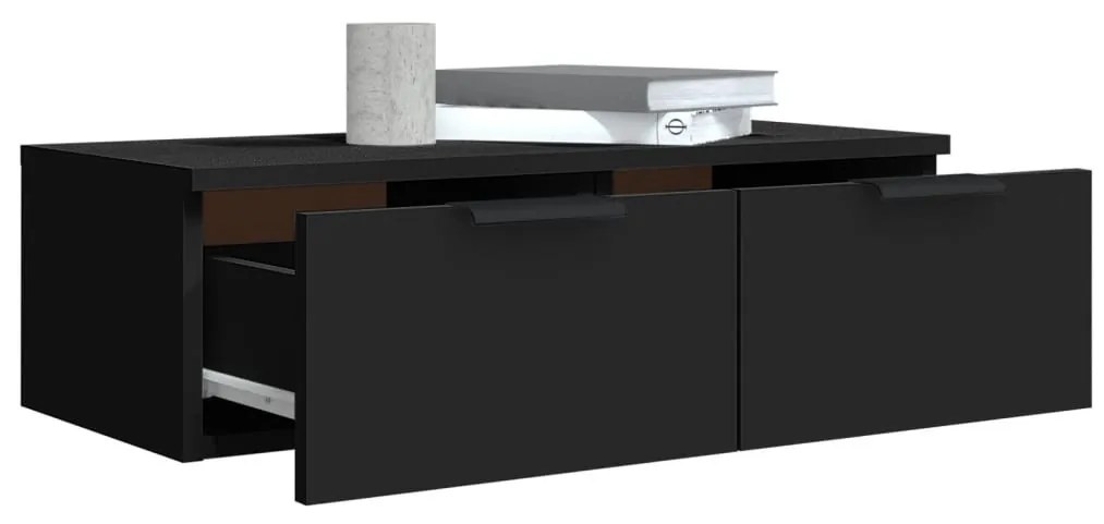 fekete szerelt fa faliszekrény 68 x 30 x 20 cm