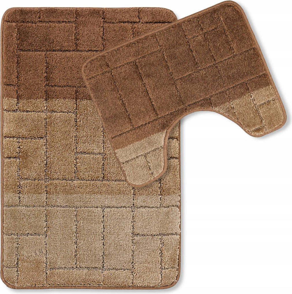 Fürdőszobaszőnyeg Csúszásgátló Nagy Barna Bézs 50X80 Szett 2 db