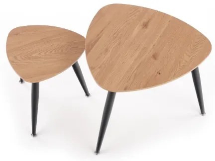 KÉSZLET 2x Kisasztal NICEA átm. 40/60 cm arany tölgy/fekete