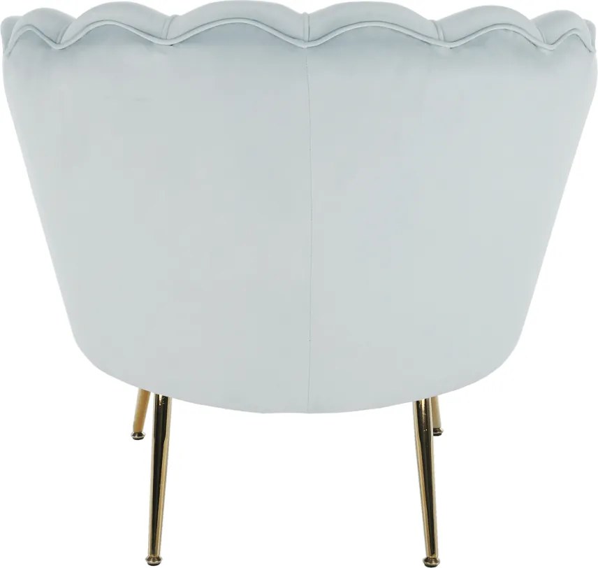 Fotel Art-deco stílusban, szürke-kék Velvet anyag/gold chróm-arany, NOBLIN