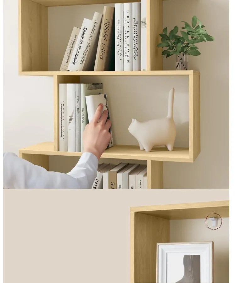 Könyvespolc, szabadon álló polc 24x70x190,5 cm, tölgy színben