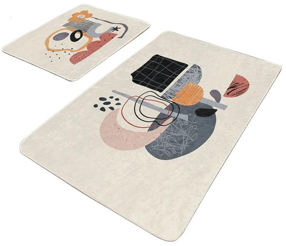 Bézs bársony fürdőszobai kilépő szett 2 db-os 60x100 cm – Mila Home