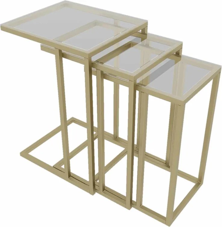 Mira üveg dohányzóasztal, arany-átlátszó, 42 cm