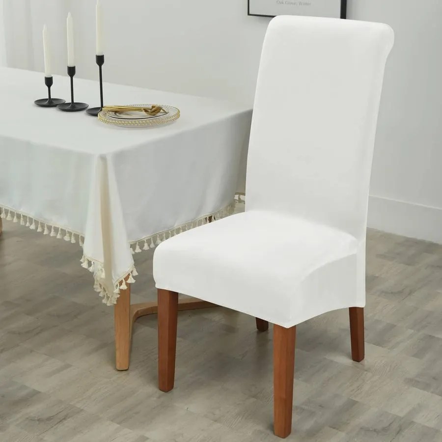 Magastámlás, hosszú székhuzat (bársonyos, rugalmas, mosható, fehér)