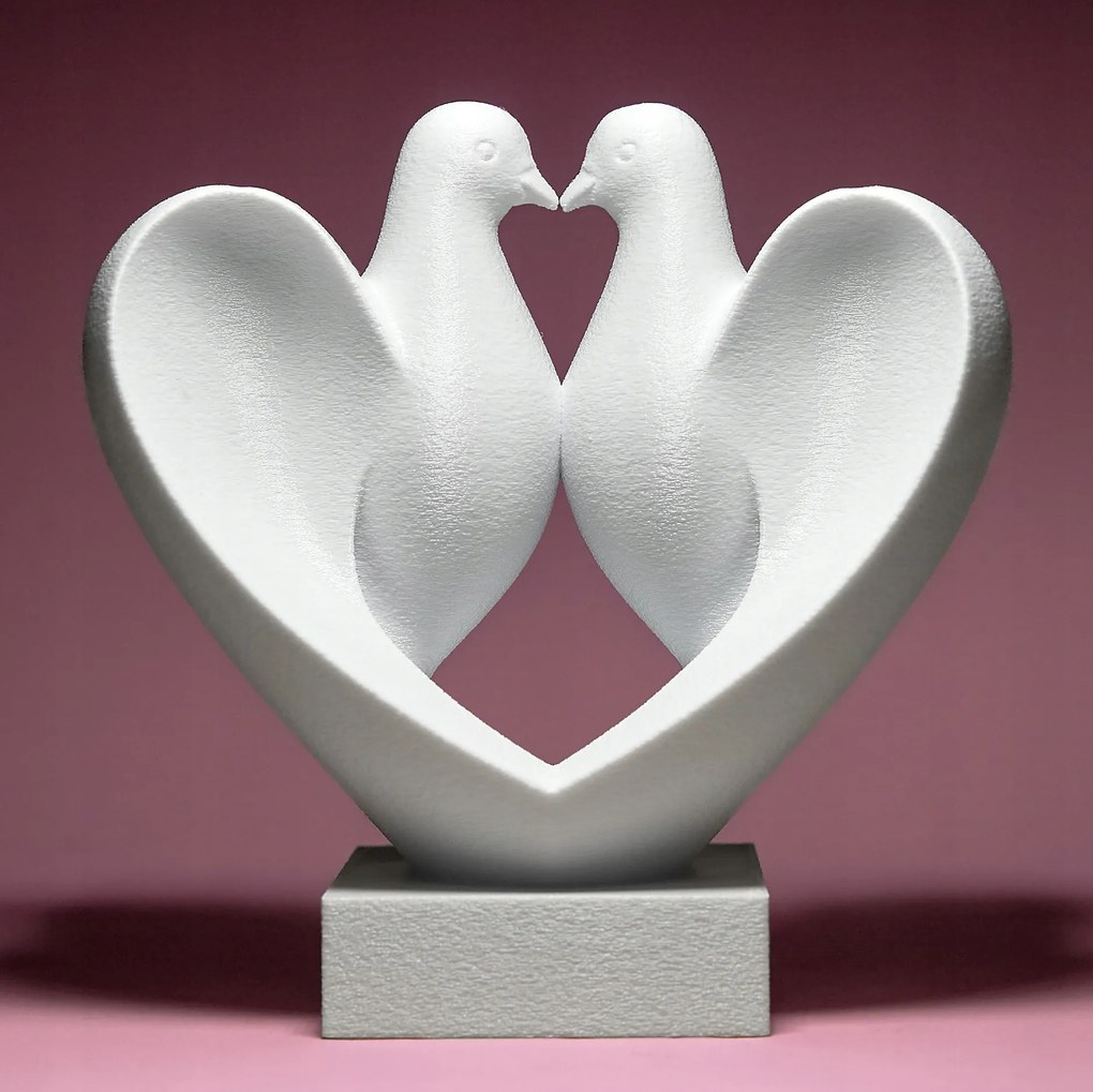 Szerelmes Galambok Figura Szobor Dekoráció 3D nyomtatás 15cm Valentin nap