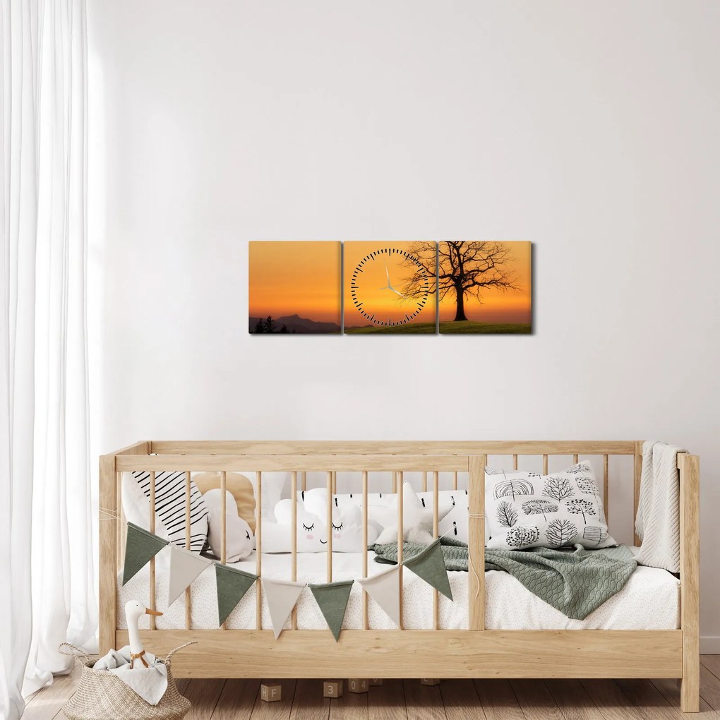 Naplemente a réten képe (órával) (90x30 cm)