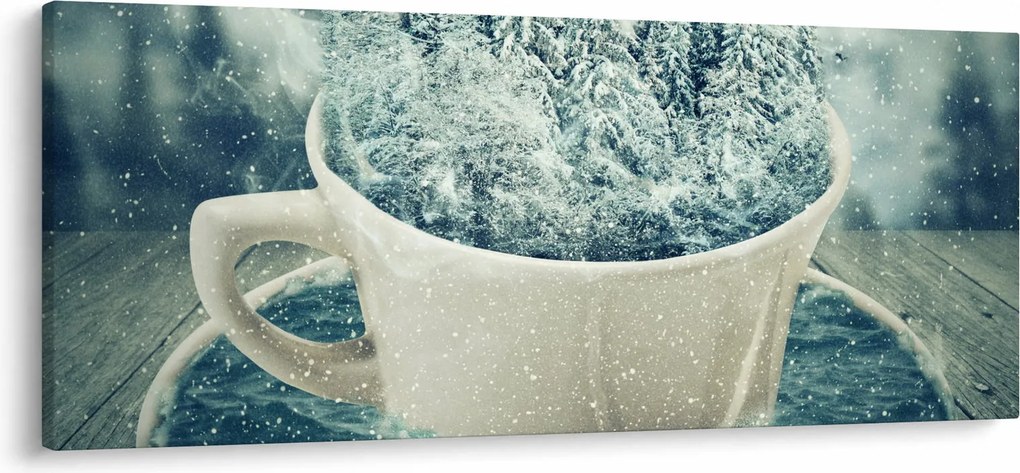Kép - Téli világ egy bögrében (120x50 cm)