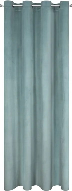 Függöny 140x250 Rosa zsályazöld velúr, kész, karikákkal D91
