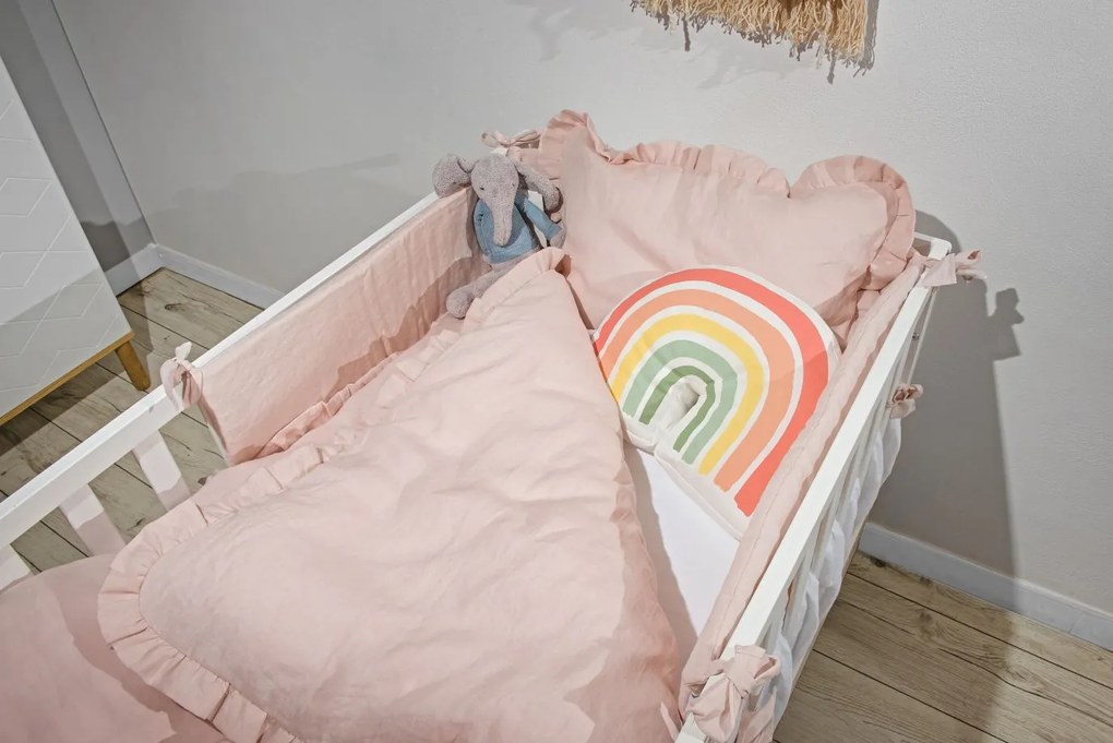 Len ágyneműhuzat babaágyhoz DUSTY PINK, méret M
