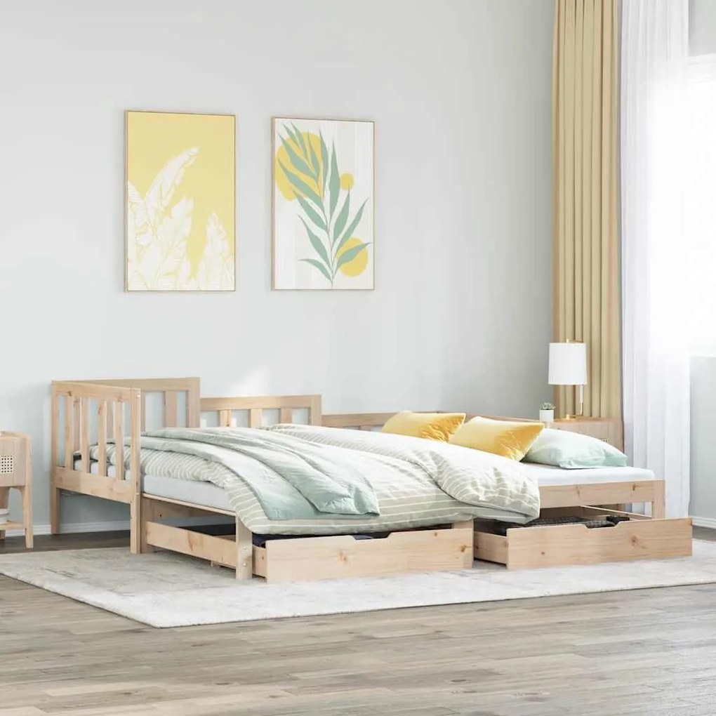 kihúzható heverő fiókokkal matrac nélkül 90 x 190 cm