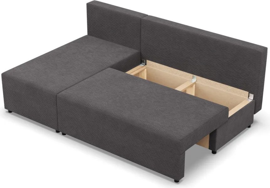 Nobu sarokkanapé, kordbársony, univerzális oldal, szürke