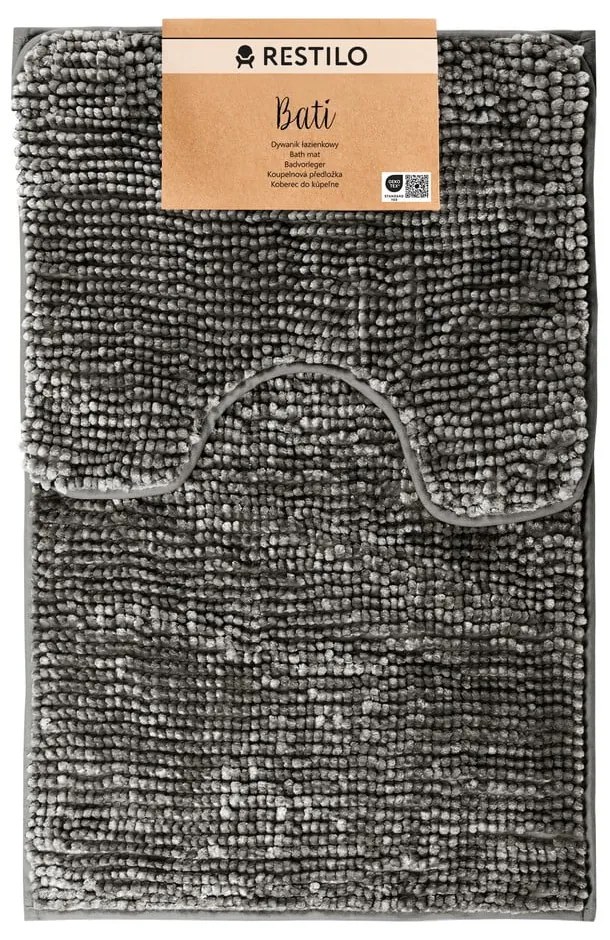 Sötétszürke fürdőszobai kilépő szett 2 db-os WC-hez 80x50 cm Bati – Restilo