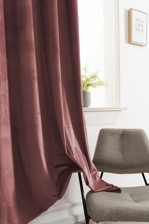 Sötétítő függöny ELVIO VELVET 140x250 cm, antik rózsaszín Felfüggesztés: Hullámos sínszalag