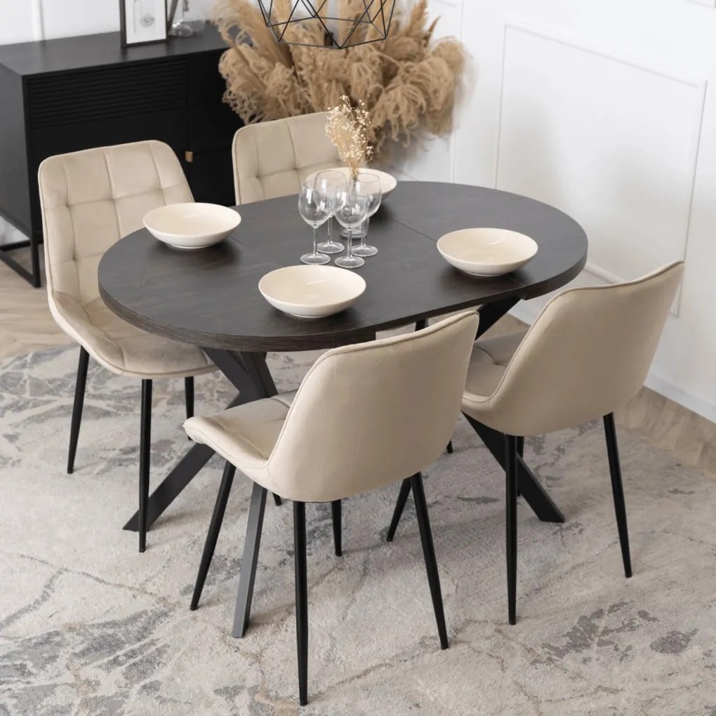 Bővíthető Étkezőasztal Fekete Színben. DORIAN 80-160 cm