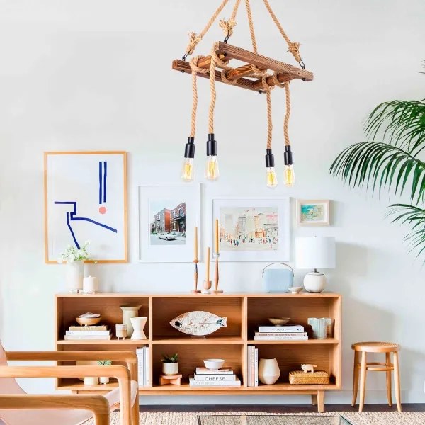 EREBOS kábelre szerelt csillár 4xE27/40W/230V barna