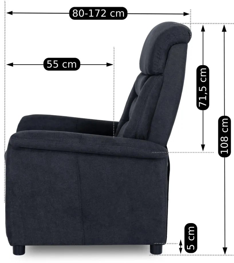 TV és Relaxfotel Fekete Színben. NORDI