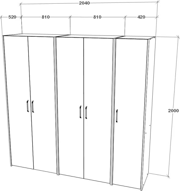 Malmo V1 gardróbrendszer, Fehér tölgy / Antracit, 204 cm