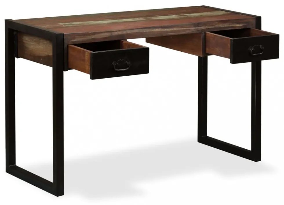 tömör újrahasznosított fa íróasztal 2 fiókkal 120 x 50 x 76 cm