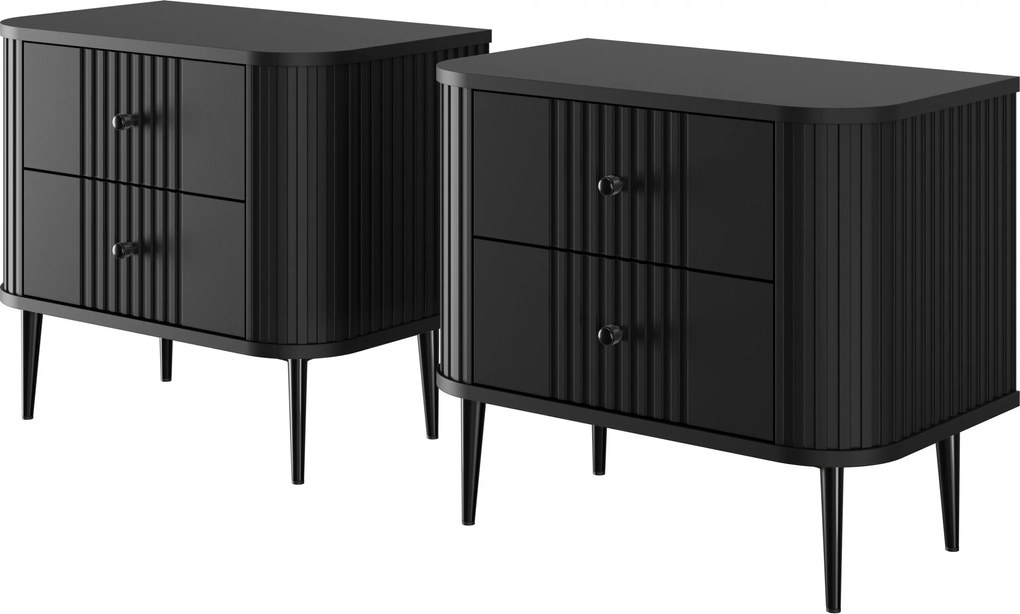 Vesper éjjeliszekrény készlet 56 cm - fekete / fekete lábak