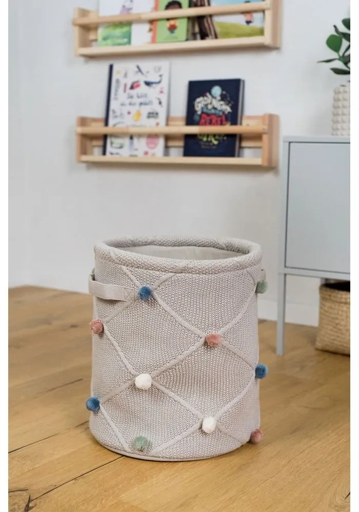Világosbarna textil játéktároló kosár ø 30x35 cm Taupe – Kindsgut