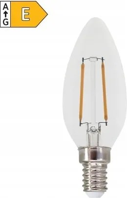 Led izzószálas gyertyakörte átlátszó C35 2W/230V/E14/2700K/250Lm/360°